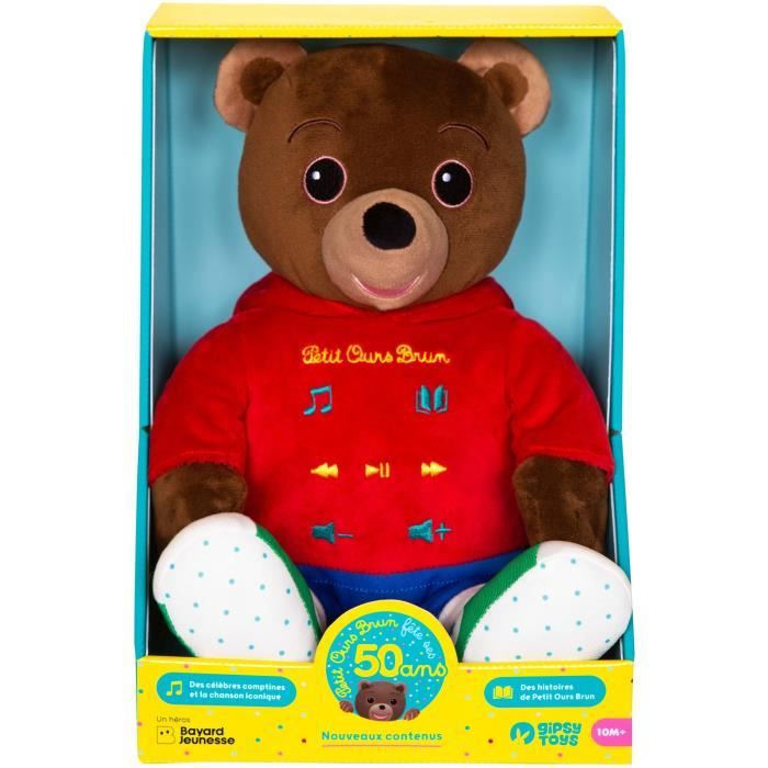 Peluche musicale Petit Ours Brun - GIPSY TOYS - Conteur d'hisoires 28 cm