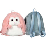 Fluffy Bag - GIPSY TOYS - Sac a dos en peluche - Lapin bleu et blanc 30 cm