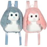 Fluffy Bag - GIPSY TOYS - Sac a dos en peluche - Lapin rose et blanc 30 cm
