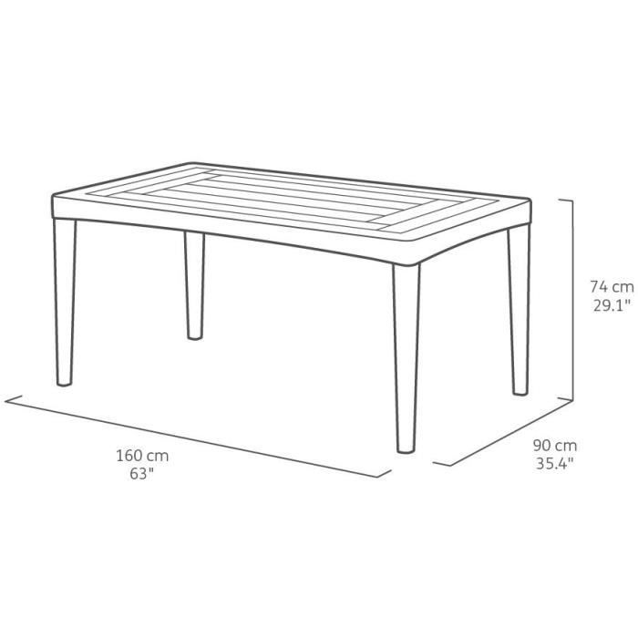 Table de jardin - rectangulaire - gris graphite - en résine - 6 personnes - Girona - Allibert by KETER