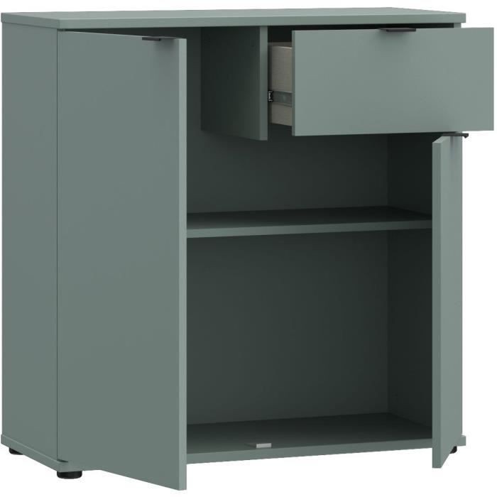 Petit meuble de rangement -  Buffet  - GANYMEDE - 2 portes - 1 tiroir - Sauge - 80,1 x 34,1 x 82,3 cm