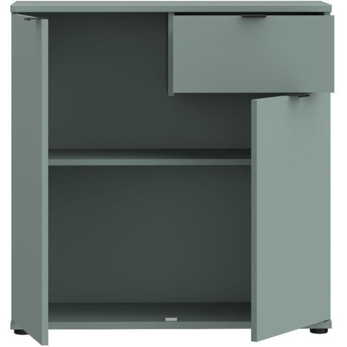 Petit meuble de rangement -  Buffet  - GANYMEDE - 2 portes - 1 tiroir - Sauge - 80,1 x 34,1 x 82,3 cm