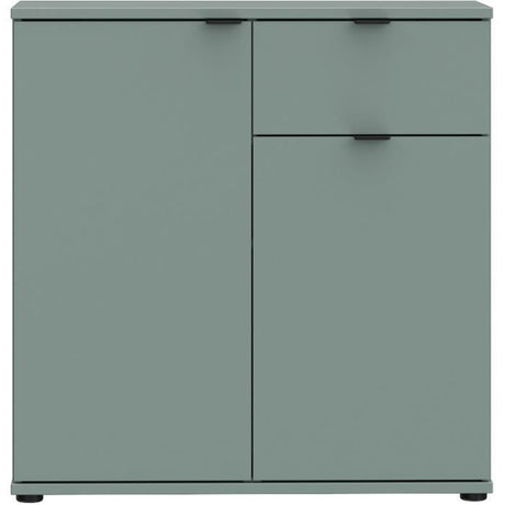 Petit meuble de rangement -  Buffet  - GANYMEDE - 2 portes - 1 tiroir - Sauge - 80,1 x 34,1 x 82,3 cm