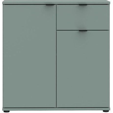 Petit meuble de rangement -  Buffet  - GANYMEDE - 2 portes - 1 tiroir - Sauge - 80,1 x 34,1 x 82,3 cm