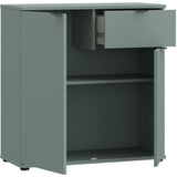 Petit meuble de rangement -  Buffet  - GANYMEDE - 2 portes - 1 tiroir - Sauge - 80,1 x 34,1 x 82,3 cm