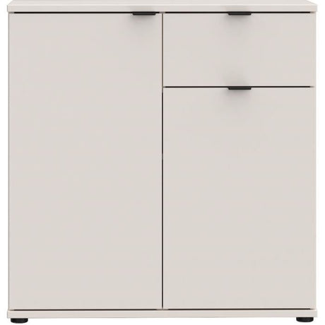 Petit meuble de rangement- buffet - GANYMEDE - 2 portes - 1 tiroir - Sable - 80,1 x 34,1 x 82,3 cm