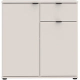 Petit meuble de rangement- buffet - GANYMEDE - 2 portes - 1 tiroir - Sable - 80,1 x 34,1 x 82,3 cm