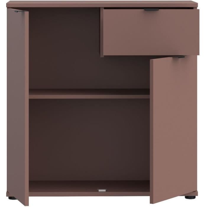 Commode - GANYMEDE - 2 portes - 1 tiroir - Terracotta - 80,1 x 34,1 x 82,3 cm