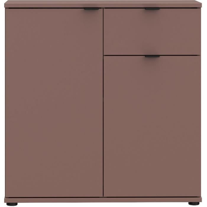 Commode - GANYMEDE - 2 portes - 1 tiroir - Terracotta - 80,1 x 34,1 x 82,3 cm