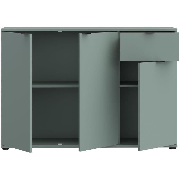 Buffet - GANYMEDE - 3 portes - 1 tiroir - Sauge - 119,8 x 34,1 x 82,3 cm