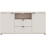 Meuble TV - GANYMEDE - Sable - 2 portes, 2 tiroirs, 1 niche - 129,8 x 41,3 x 63,1 cm