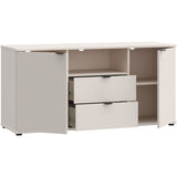 Meuble TV - GANYMEDE - Sable - 2 portes, 2 tiroirs, 1 niche - 129,8 x 41,3 x 63,1 cm