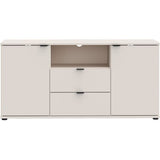 Meuble TV - GANYMEDE - Sable - 2 portes, 2 tiroirs, 1 niche - 129,8 x 41,3 x 63,1 cm