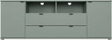 Meuble TV - GANYMEDE - Sauge - 2 portes, 2 tiroirs, 2 niches - 179,8 x 41,3 x 63,1 cm