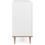 Commode Göteborg - 3 tiroirs - Décor blanc et chene - Style scandinave - L 79,8 x P 40 x H 86,5 cm