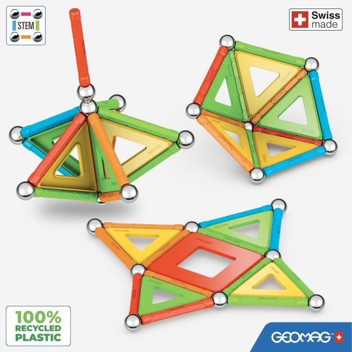 Jeu de construction magnétique - GEOMAG - Supercolor Panels Recycled 35 pieces - Plastique recyclé - 3D - Éducatif