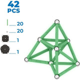 Coffret de construction - GEOMAG - Glow Recycled - 42 pieces - Luminescent - Magnétique - Plastique recyclé