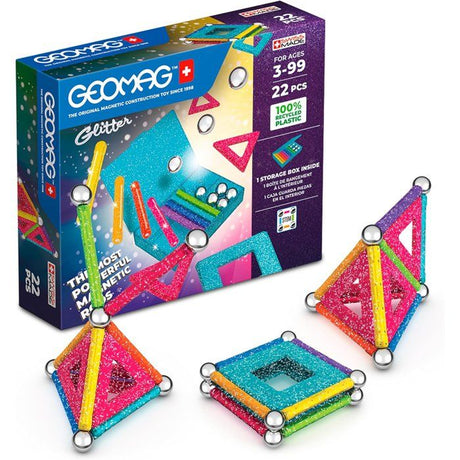 Jeu de construction magnétique - GEOMAG - Glitter Panels Recycled 22 pieces - Paillettes - Écologique - Créatif