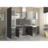Cuisine complete PREGO- L 270 cm - Gris Graphit - Plan de travail 210 cm inclus