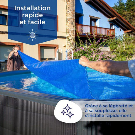 Bâche été a bulles - GRE - 180 µ - Piscine 6,00 x 3,00 m - Pour piscine acier/résine, tubulaire ou auto portante