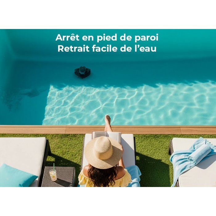 Robot de piscine - GRE - Moovo TM 90 - À batterie - Piscines hors-sol - Jusquà 9 m de longueur/80 m² - Autonomie 90 min - 2 L