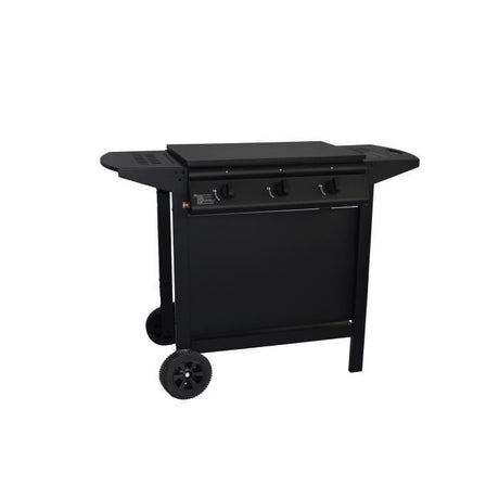 Barbecue a gaz + plancha - GRILL GARDEN - Noir - 3 brűleurs - Avec capot de protection - Allumage Piezo électrique