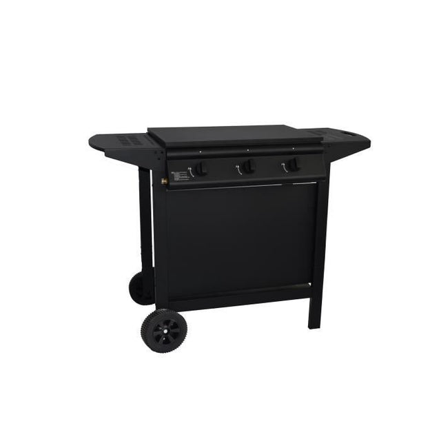 Barbecue a gaz + plancha - GRILL GARDEN - Noir - 3 brűleurs - Avec capot de protection - Allumage Piezo électrique