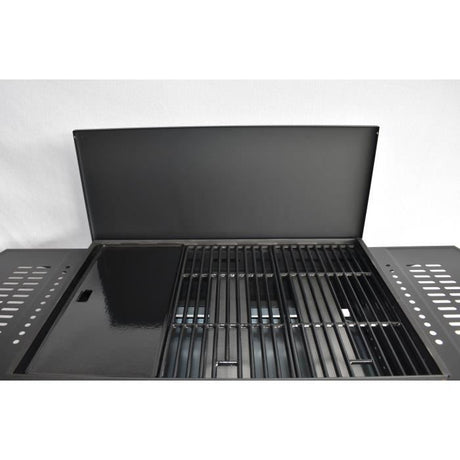 Barbecue a gaz + plancha - GRILL GARDEN - Noir - 3 brűleurs - Avec capot de protection - Allumage Piezo électrique
