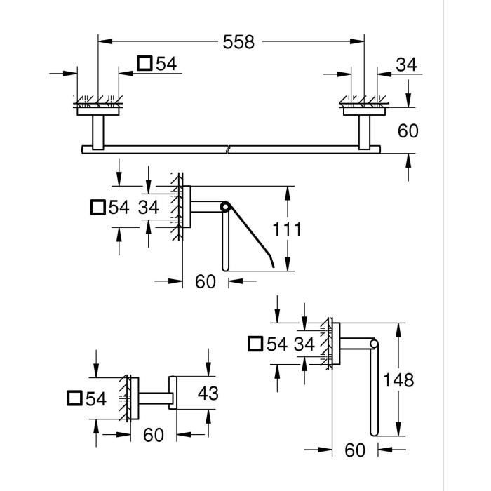 Set d'accessoires 4 en 1 - GROHE - 41115000 - Chromé - Métal - Douche
