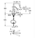 Robinet de cuisine avec douchette GROHE Start bec haut noir mat 2 jets