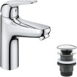 Mitigeur monocommande lavabo - GROHE Swift - 24326001 - Chromé - Taille M - Economie d'eau - Vidage clic clac