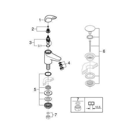 Robinet monofluide lave-mains - GROHE Swift - 20617001 - Chromé- Taille XS - Economie d'eau