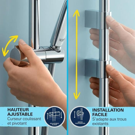 Ensemble de douche - 1 jet - Mitigeur thermostatique - GROHE - 34805001 - Gris