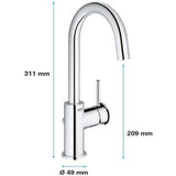 Mitigeur monocommande Lavabo - GROHE - Taille L - Chromé - Pivotant - Economie d'eau