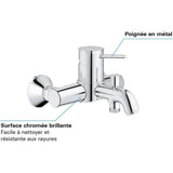 Mitigeur monocommande Bain / Douche mural GROHE - Finition Chromé - Profondeur 191 mm