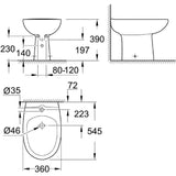 Bidet a poser GROHE - Largeur 360 mm - Matériau céramique sanitaire - Hauteur 390 mm - Profondeur 545 mm
