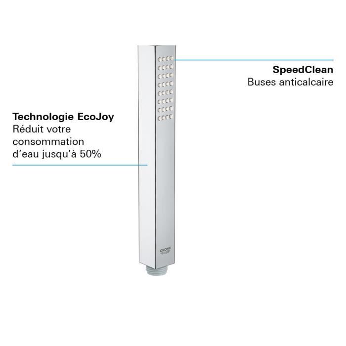 Douchette 1 jet - GROHE - Vitalio Joy Cube Stick - EcoJoy - DreamSpray - StarLight Chrome