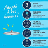 GROHE - Douche de tete Vitalio Joy 260 - 3 jets - chromé - raccords filetés 1/2 - économie d'eau
