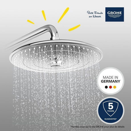 GROHE - Douche de tete Vitalio Joy 260 - 3 jets - chromé - raccords filetés 1/2 - économie d'eau