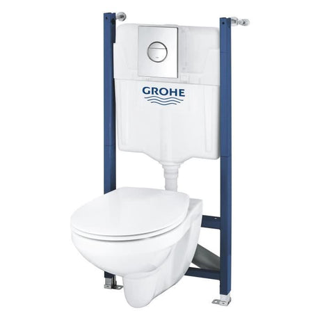 Pack Bâti support 5 en 1 - GROHE - Blanc - 1.13 m - Céramique - Cuvette + abattant + plaque de commande + supports muraux