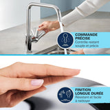 Mitigeur de cuisine - GROHE Get - Chromé - Bec en C - Bec Haut - Rotation 150°
