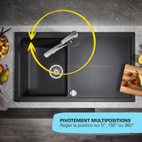 Mitigeur de cuisine - GROHE Get - Chromé - Bec en C - Bec Haut - Rotation 150°