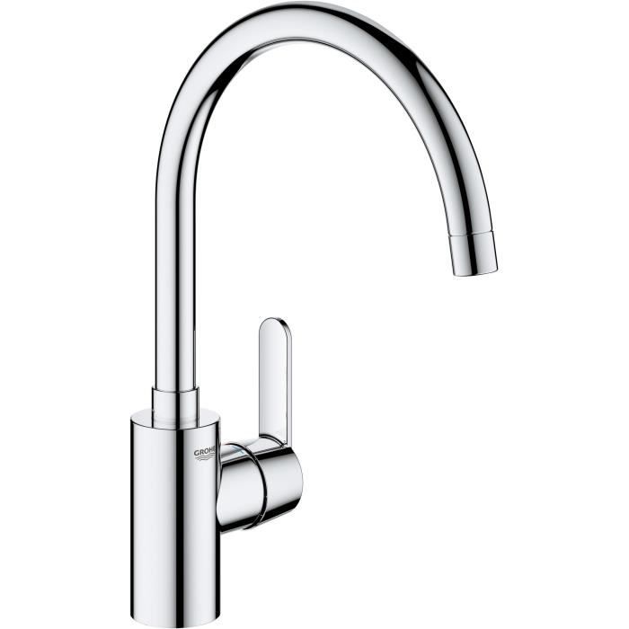 Mitigeur de cuisine - GROHE Get - Chromé - Bec en C - Bec Haut - Rotation 150°