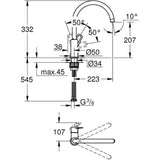 Robinet de cuisine évier monocommande BAULOOP bec haut pivotant - GROHE – 31368001