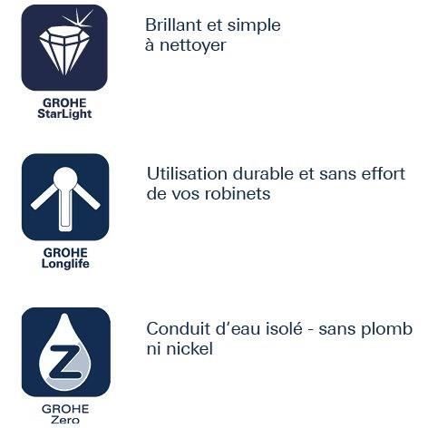 Mitigeur monocommande Evier - GROHE - 31554001 - Col de cygne - Chromé - Métal - Gris