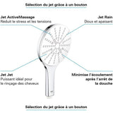 Douchette 3 jets - GROHE - Vitalio SmartActive 150 - Surface de jet blanche - Economie d'eau - Chromé