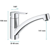Mitigeur évier GROHE Start Eco - Chromé - Bec bas - Métal