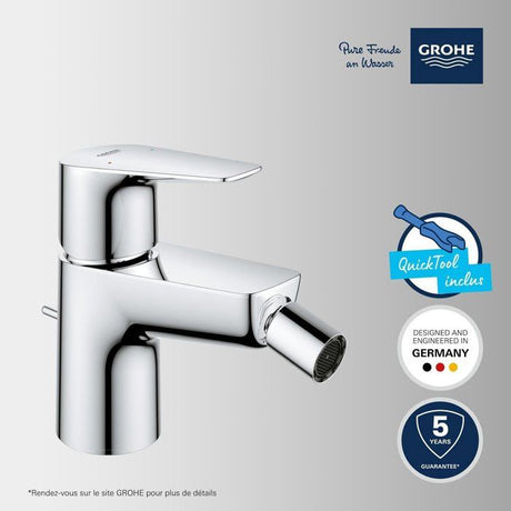 Mitigeur monocommande Bidet GROHE Start Edge - Tirette de vidage - Mousseur économique d'eau - Chromé