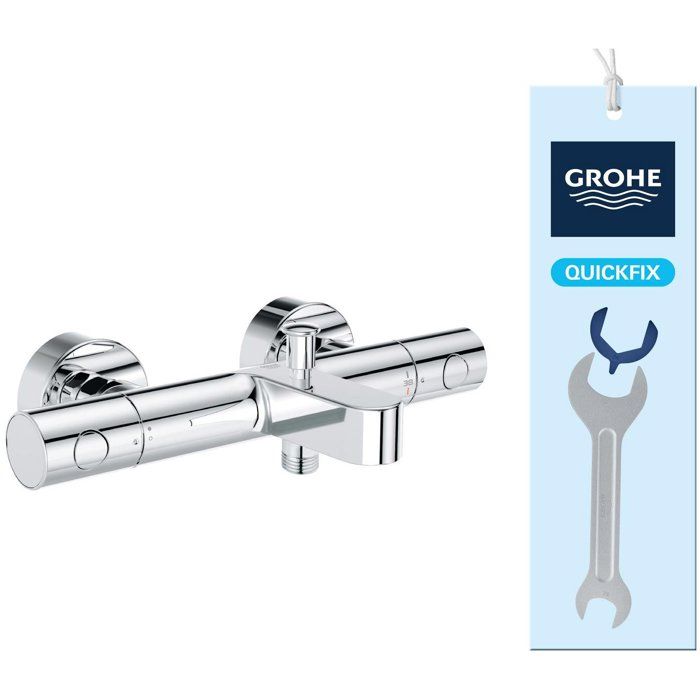 Mitigeur thermostatique bain douche GROHE Precision Get - Montage mural - Chromé