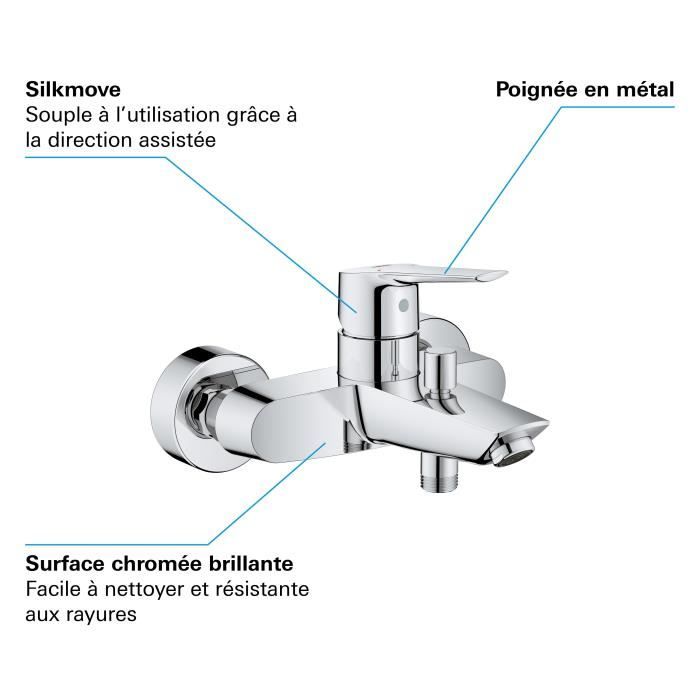 Mitigeur Bain/Douche GROHE Start - Chromé - Inverseur automatique - Economie d'eau - 23206002